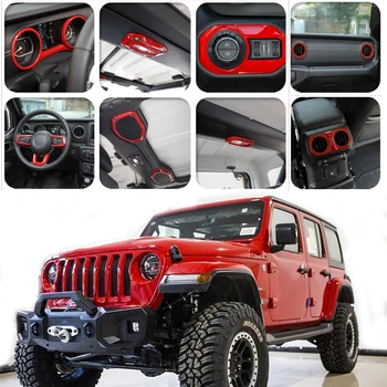  Комплекти за покритие на интериора на автомобила за Jeep Wrangler JL 2018 2019 Гладиатор JT 2020 2021 2022 2023 Аксесоари ABS червен