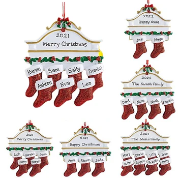 1PC Коледна висулка DIY лични семейни декорации за дома 2023 Коледно дърво висящи орнамент Нова година 2024