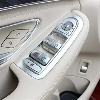 За Mercedes Benz C Class W205 2014-2021 Повдигане на прозореца на вратата Регулиране на бутона за превключване на панела Рамка Алуминиева сплав Trim Аксесоари за кола