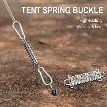 Палатка пролет ключалката неръждаема стомана тента въже обтегач фиксирана кука къмпинг палубата колчета с карабинер клипове къмпинг палатка