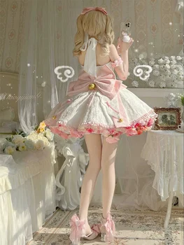Секси Лолита розова прислужница рокля японски сладки жени Kawaii рокля роля игра костюм Хелоуин парти косплей аниме Kawaii облекло