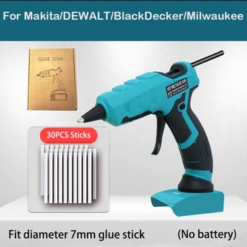 пистолет за горещо лепило с 30pc 7mm лепилни пръчки за Makita / DEWALT / BlackDecker / Milwaukee / Bosch 18V батерия електрически инструмент за ремонт