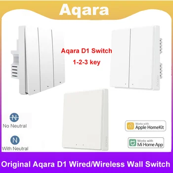 Оригинален Aqara интелигентен стенен превключвател D1Wired/безжичен превключвател 1/2/3 бутон Zigbee стенни превключватели за Mijia Mi Home APP Apple Homekit
