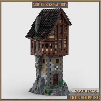 Moc Строителни блокове Средновековна кула модел разбойник Технически тухли DIY събрание строителни играчки за Childr празнични подаръци