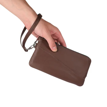 Естествена кожа ръка каишка телефон случай цип портфейл карта чанта за Huawei Mate 40 30 RS, P50 P40 P30 Lite, Nova 8 9 Pro, Y6 Y7 торбичка