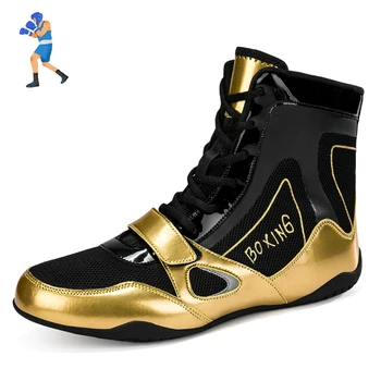 голям размер 36-47 мъже боксови ботуши борба борба маратонки фитнес високо топ боксови обувки жени борба бойни ботуши спортни обувки