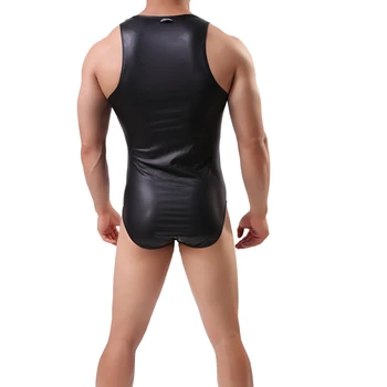 Безплатна доставка Мъжка еднокомпонентна спортна жилетка изкуствена кожа плат плътно прилепнали дизайн мъжки етап секси гимнастически салон PKLTI-698 3
