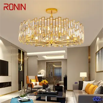 RONIN Златни полилеи Модерни клон кристал висулка лампа светлина Начало LED за декорация на трапезария