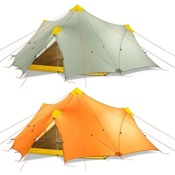 6-8 човек къмпинг палатка ултралек открит найлон от двете страни силиконово покритие без прът голям водоустойчив backpacking палатка 4 сезон