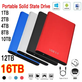 Оригинален 1TB преносим SSD твърд диск USB 3.0 високоскоростен БЪРЗИ ТРАНСФЕРИ 2TB за лаптоп / настолно съхранение