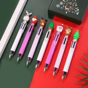 20PCS карикатура 6 цвят Коледа химикалка сладък Дядо Коледа лосове снежен човек писалки студент инструменти за писане училищни пособия Коледа подаръци