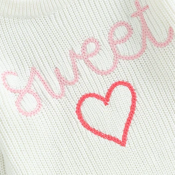 новородено Валентин пуловер бебе момиче сладък дълъг ръкав екипажа врата плета пуловер бебе пролетни дрехи