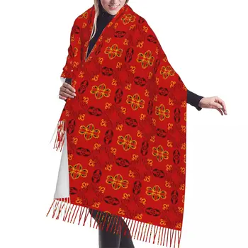 Женски голям многоцветен модел в арабски стил луксозни универсални шалове жени зимни меки топли пискюл шал обвивка шал