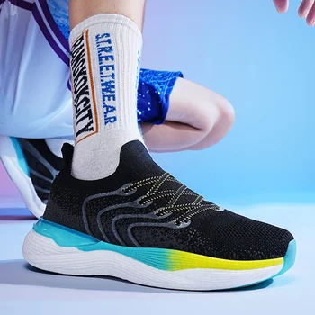 Безплатни гъвкави външни мъжки спортни обувки платформа светеща светлина тегло омекотяване окото дишаща бягане джогинг тенденция маратонки