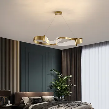 Ресторант за постмодерно изкуство LED полилей скандинавски дизайнер неправилна златна висяща лампа хол спалня декорация на дома светлина 3