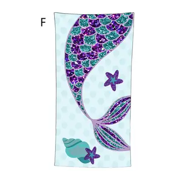 Носима къмпинг кърпа отпечатани ярки цветове русалка опашка везни микрофибър плажна кърпа тънък плаж одеяло плажен аксесоар