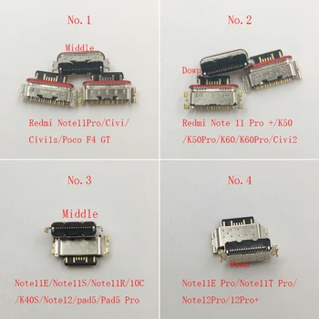 10PCS USB зарядно конектор за Xiaomi Mi Civi 2 1S / F4 GT Redmi Note 12 11 Pro / K50 / K60 / K60Pro / Забележка 11S 11E 11R 11T порт за зареждане