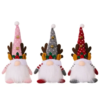 LED светлина плетена шапка Коледа гноми декорация настолни орнаменти
