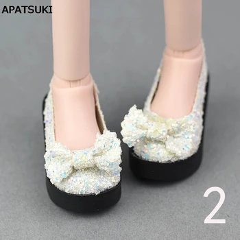 1Pair 6cm бели Bling-Bling Bowknot модни обувки за 1/4 BJD кукла обувки на висок ток за 45-50cm XINYI кукла аксесоари
