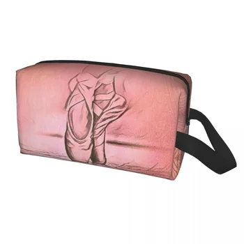 Персонализирани балетни обувки Розова тоалетна чанта за жени Балерина танцьорка козметичен грим организатор дама красота съхранение Dopp комплект кутия
