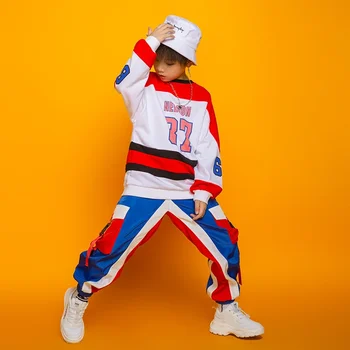 Детски джаз Хип-хоп танцов костюм Улично облекло Хип-хоп Спорт Тийнейджърки Момичета Тениска Карго Панталон Анцуг за деца Тийс