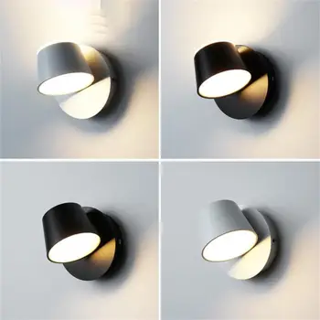 Nordic вътрешен LED стена лампа с превключвател 350 градуса въртяща се единична глава нощно четене светлина хотел спалня sconce осветление