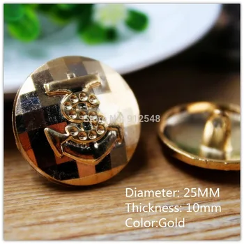 15418182, 50pcs, 25mm Класическа мода Златна значка метални копчета, DIY ръчно изработени материали, Аксесоари за облекло