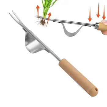 Неръждаема стомана ръка трева дърпач градина трева корен дърпач дълга дръжка корени премахване ергономични разхлабване почвата инструменти