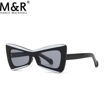 Модерен нов продукт Дамски триъгълник слънчеви очила бонбони цвят пеперуда форма очила рамка открит улица снимка очила UV400