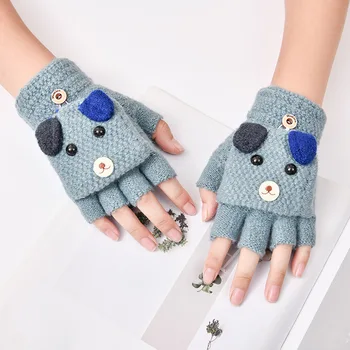 Външни плетени ръкавици без пръсти за деца зимни ръкавици карикатура топло малки ръкавици половин пръст деца ръкавици за ръце 방한장갑