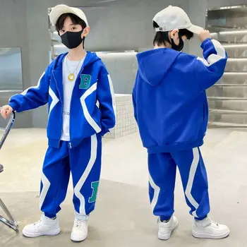 Корейска мода Дрехи за момчета Пролет Есен Комплекти с дълъг ръкав 6 8 9 10 12 13 14 години Тийнейджъри Детски спортни облекла комплекти