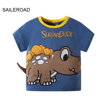 SAILEROAD лятна тениска памук къс ръкав стереоскопични карикатура динозаври тениски деца чай момичета върховете момчета детски дрехи