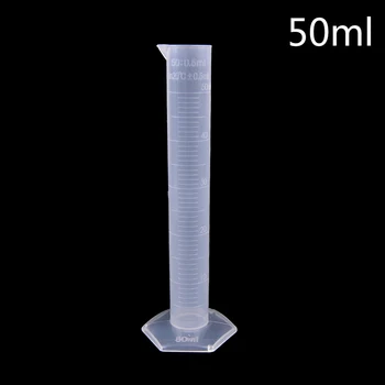 50ml пластмасов измервателен цилиндър Градуирани инструменти Химия Лабораторни цилиндрични инструменти Училищни лабораторни консумативи 0