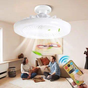 Таван вентилатор светлина E27 с Led светлина охлаждане електрически фен лампа полилей за стая дома декор таван вентилатор