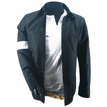 Cosplay MJ Michael Jackson черна риза памук и колан за знаменитост парти шоу