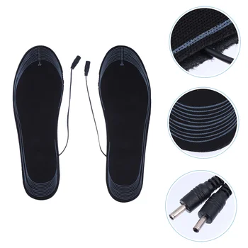1 чифт електрически отопляеми стелки за крака миещи се отопляеми стелки за обувки (черни)