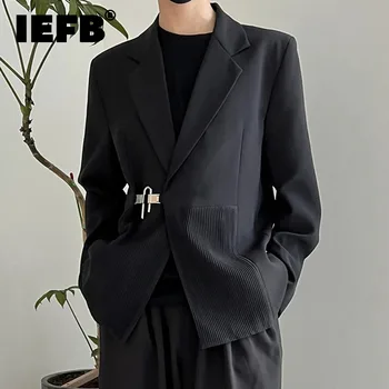 IEFB 2023 Зимен нов мъжки блейзър модерен корейски стил случаен костюм палто еднореден завой надолу яка хлабав топ мъжко облекло 9C3751