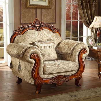 Европейски висококачествен диван от плат Американски ретро масивен дървен резбован диван хол проста луксозна комбинация от диван 3