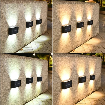 1-2-4Pcs 4-16LED слънчева външна водоустойчива вила градинска лампа Начало стена лампа декорация нагоре и надолу светлинна атмосфера стена светлина