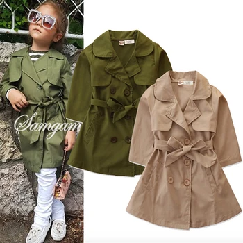 2020 Пролетно лято Бебешки момичета якета и палта Британски стил яке за момичета дрехи талия момиче ветровка палто 2-7 година