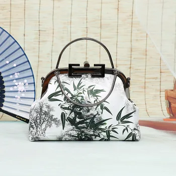 Cheongsam чанта Древен стил Ханфу бяла чанта Ръчно изработена чанта чанта crossbody чанта