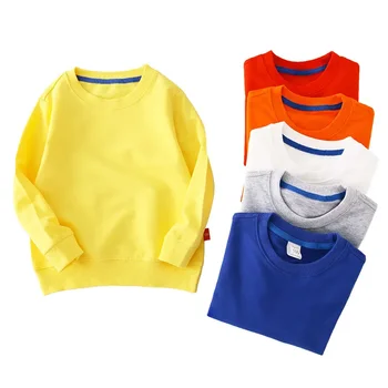 Есен Пролет Бебе Момче T Shirt Памук момичета Tees дълъг ръкав Бяла риза Детски върхове Бебешки дрехи Плътно черно синьо жълто