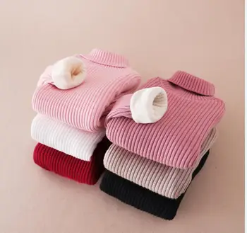 Детски удебелен пуловер есен зимни момчета момичета топли пуловери върхове бебе дъно подплатени деца 3-10 години