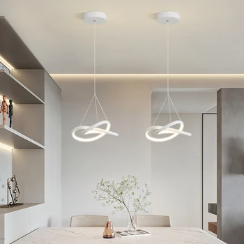 Nordic LED висулка светлини модерен прост хол спалня маса за хранене бар брояч пръстен полилеи Начало Вътрешно осветление Лампи