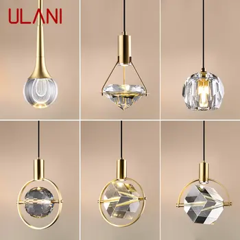 ULANI Nordic месинг висулка светлина LED модерен просто творчески реколта кристал полилей лампа за дома трапезария спалня