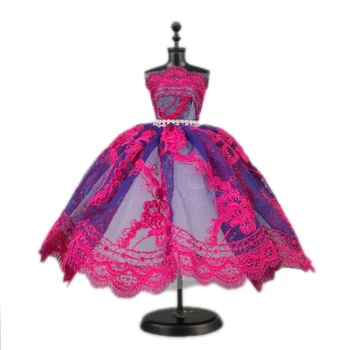 Purple балет Tutu рокля за кукла Барби екипировки 1/6 кукли аксесоари танци Rhinestone дрехи 3-слой пола парти рокля