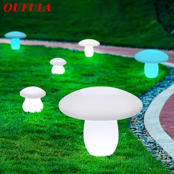 OUFULA Външни гъби за тревни площи с дистанционно управление Бяла слънчева 16 цвята светлина водоустойчив IP65 за декорация на градината
