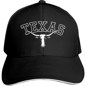 Texas Longhorn Lone Star State Texas Strong Hat Бейзболна шапка Патешка шапка за език Външна шапка Мода Черно Унисекс Регулируема