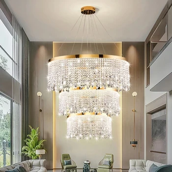 Deluxe K9 кристален полилей за всекидневна Nordic Modern Creative Circular Dining Room Master Bedroom Showroom Декоративно осветление 0