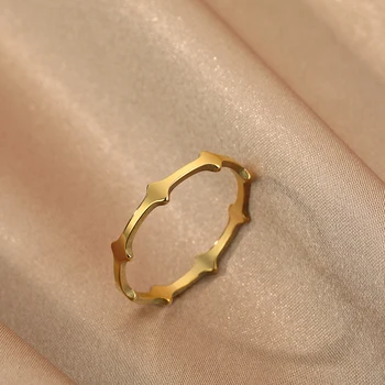 Мода геометрични ромб пръст пръстени за жени мъже рожден ден парти бижута подаръци от неръждаема стомана звезда кокалче пръстен